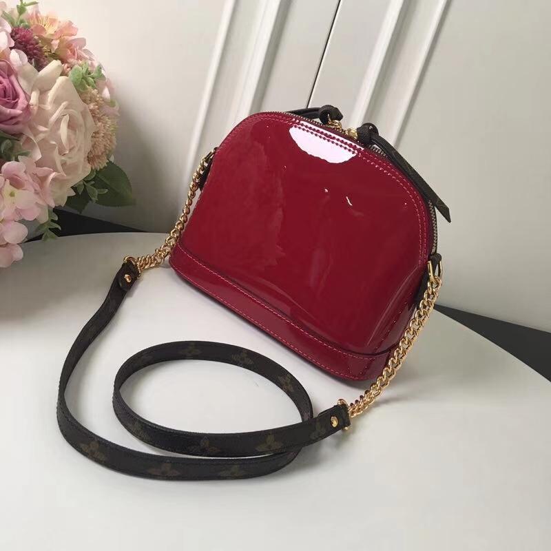 LV Shoulder Handbags M52750 patent leather Indian red